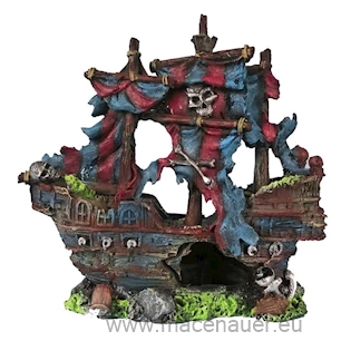 MACENAUER dekorace do akvária, pirátská loď 23 cm