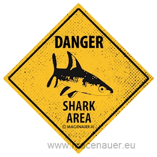Macenauer Samolepka Danger shark area, 7,5x7,5 cm