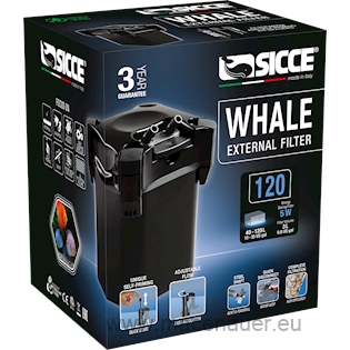 SICCE Vnější filtr Whale 120, černá, 540 l/h, pro akvária o objemu 40-120 l