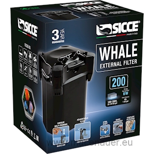 SICCE Vnější filtr Whale 200, černá, 700 l/h, pro akvária o objemu 100-200 l