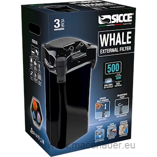 SICCE Vnější filtr Whale 500, černá, 1300 l/h, pro akvária o objemu 300-500 l