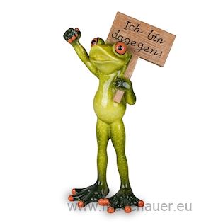 Polyresin-Deko, Frosch mit Schild 13X9X13cm