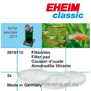 EHEIM Filtrační vata pro filtr Eheim 2211, Bílá 3 ks