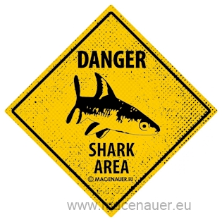 MACENAUER Samolepka Shark area, 7,5x7,5 cm