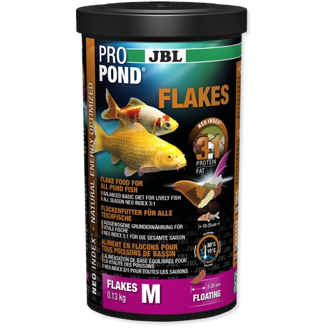 JBL Hlavní krmivo pro všechny ryby v jezírku PROPOND FLAKES M, 0,13 kg