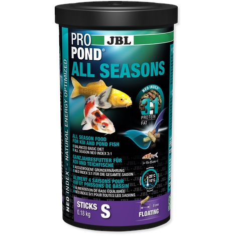 JBL Celoroční krmivo PROPOND ALL SEASONS S, 0,18 kg