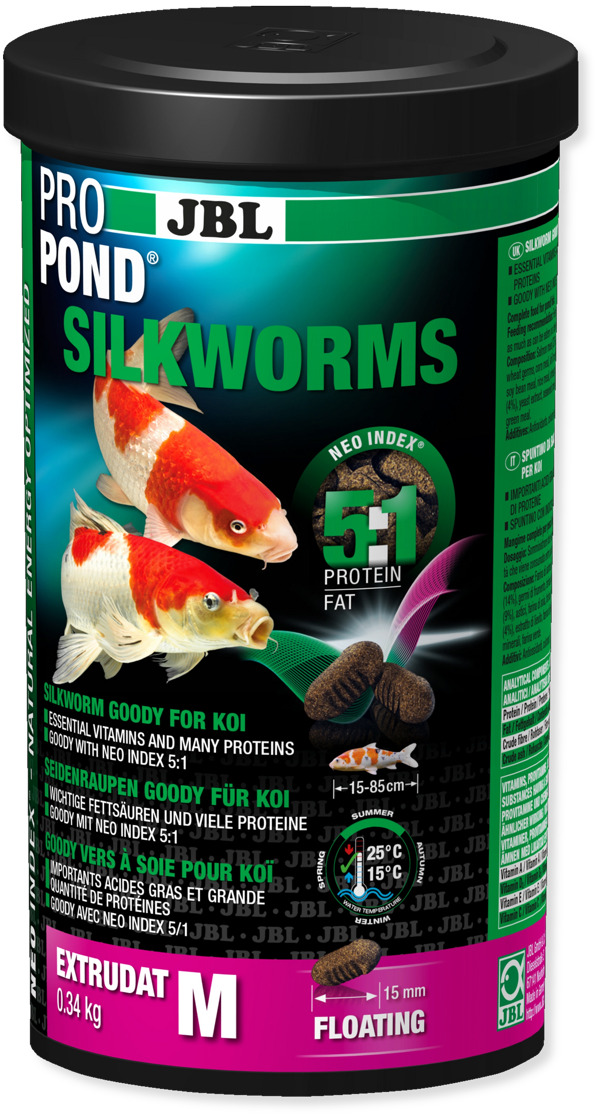 JBL krmivo PROPOND SILKWORMS M, 0,34 kg