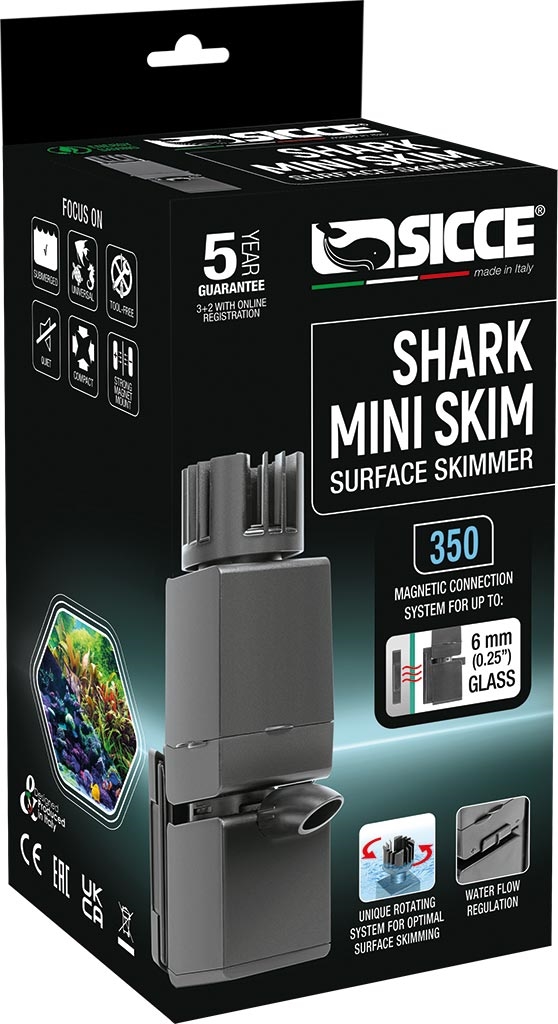 SICCE Hladinový sběrač nečistot Shark Mini Skim 350, pro tloušťku skla 6mm