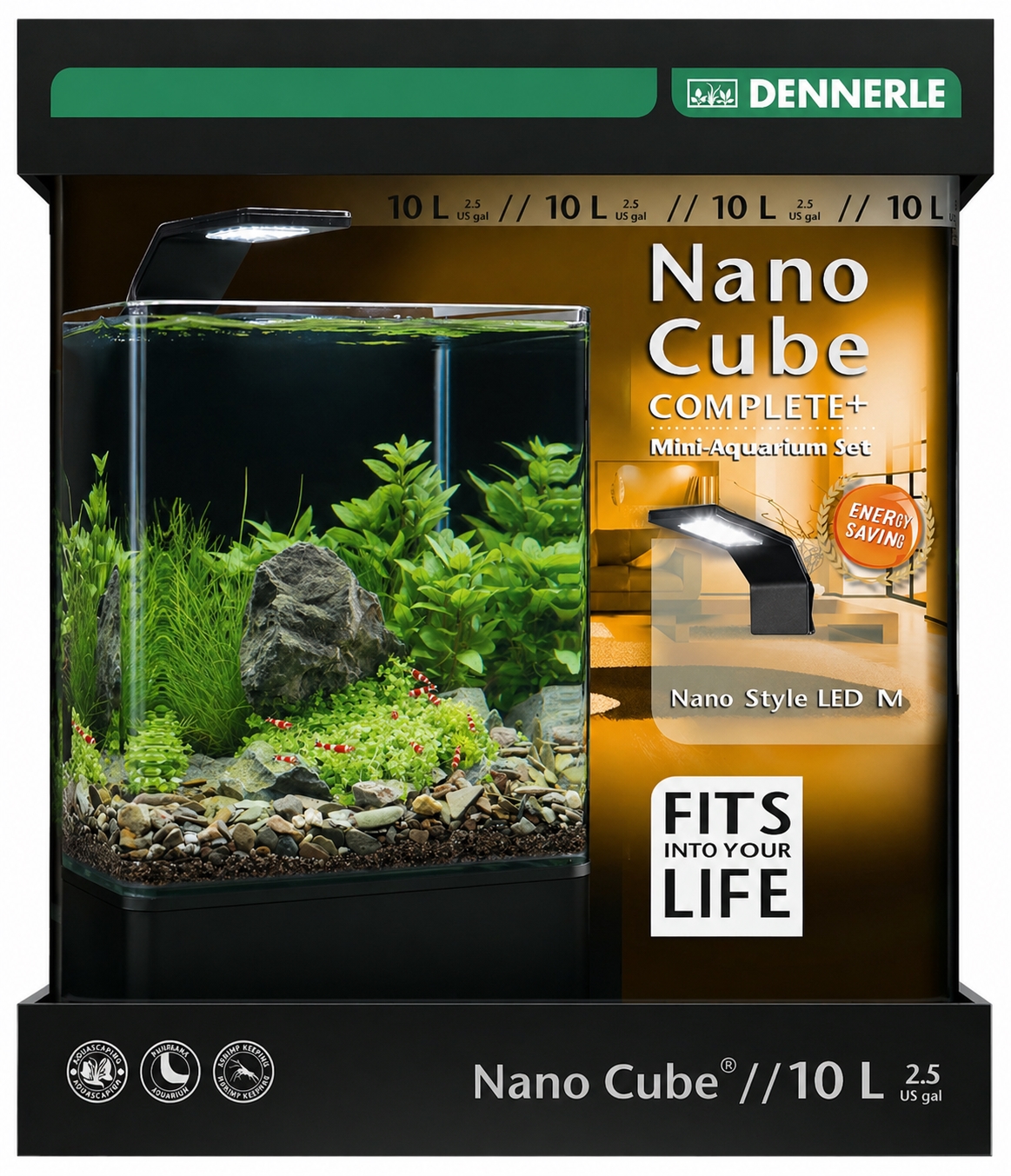 DENNERLE Akvárium Nano Cube Complete + Style LED 10l 