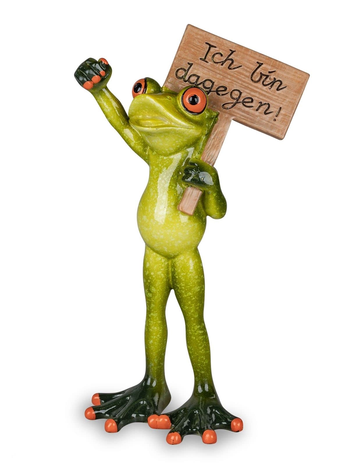 Polyresin-Deko, Frosch mit Schild 13X9X13cm