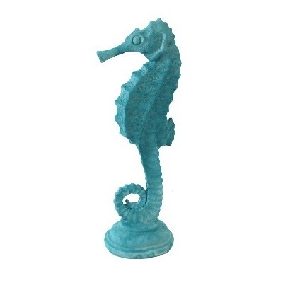 Polyresin-Deko, Seepferd mit Schild 13x10x15c